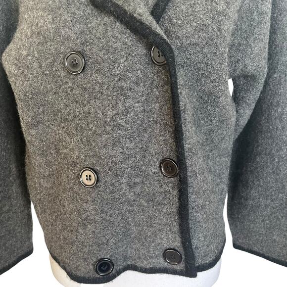 Herman GEIST Sweater Cardigan Blazer Boiled Wool Sz PM Petite Grey Black Vintage - Picture 3 of 9